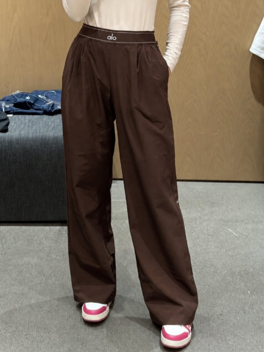 Regular ALO Yoga Straight Leg Trousers Espresso Brown👖👖Women's versatile pants